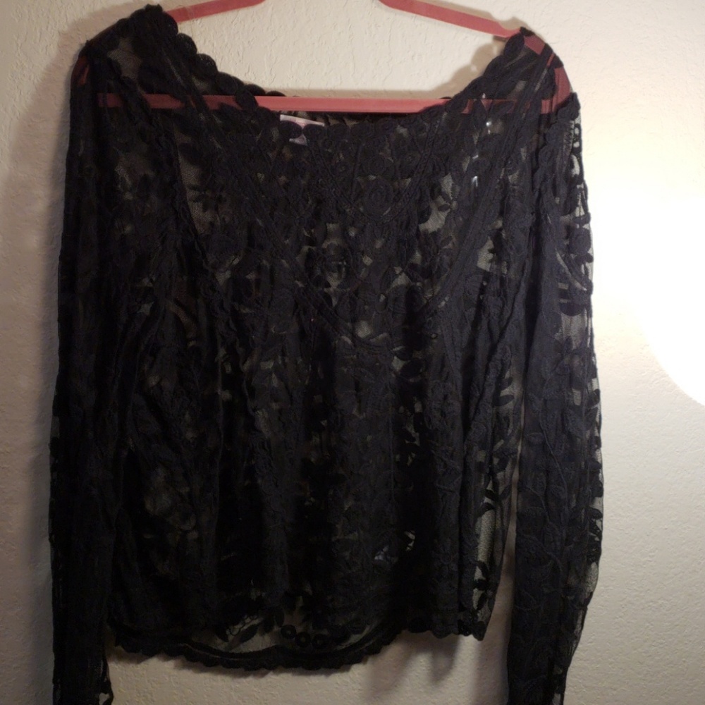 Xhilaration sheer long sleeve flowy blouse XXL